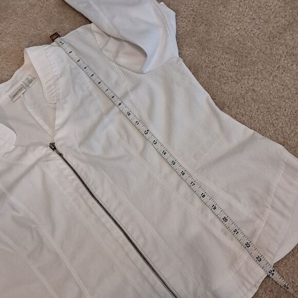 Zenergy by Chico’s Jacket Size Large Mandie Mixed Fabric Collarless Zipper Front - Picture 11 of 13